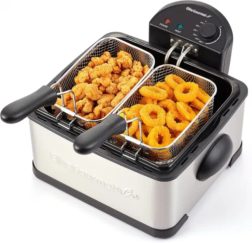 Miniatura 9 de Elite Gourmet EDF475 Freidora eléctrica de 4.2 cuartos de galón de capacidad de aceite con perilla de temperatura, 1 cesta de 4 cuartos de galón