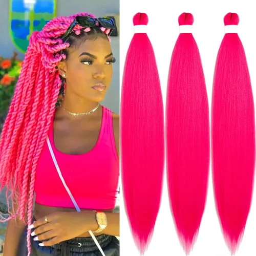 Miniatura 63 de Cabello para Trenzar Naranja Jengibre Pre-Estirado Kanekalo Cabello para Trenzar Pre-estirado 26 pulgadas Extensiones de Cabello Sintético