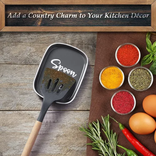 Miniatura 2 de Reposacharas de Cerámica para Estufa, DAYYET Soporte Grande para Cucharas para Encimera de Cocina, Reposacharas para Café, Soporte para Utensilios