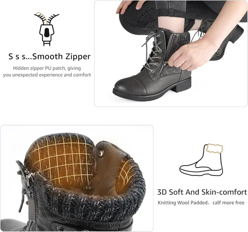 Miniatura 22 de STQ Botas de combate con cordones para mujer