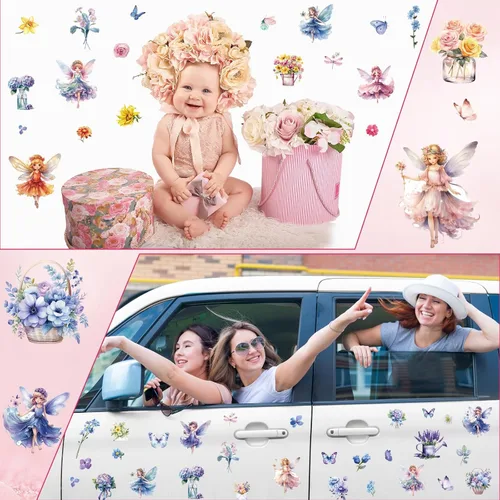 Miniatura 7 de gisgfim 12 hojas de flores de hadas para manualidades y muebles, calcomanías decorativas para primavera y verano, papel de oficina en casa, madera