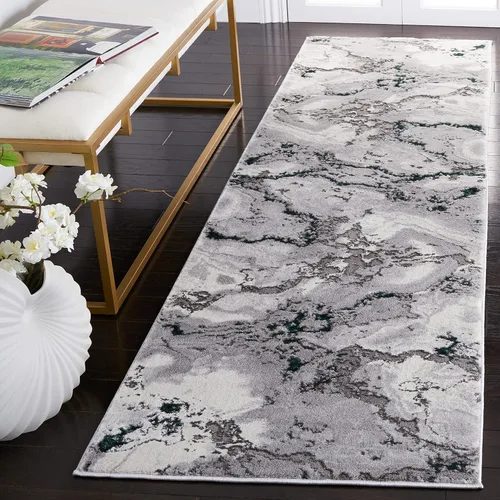 Miniatura 13 de SAFAVIEH Craft Collection - Alfombra de área de 9 x 12 pies, gris y dorado, diseño abstracto moderno, no desprende pelusa y de fácil cuidado, ideal