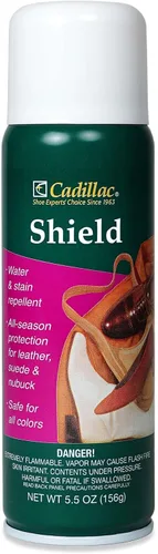 Cadillac Shield Water and Stain - Spray protector de cuero y tela, ideal para zapatos, 5.5 onzas, impermeable y protege gamuza, cuero, nubuck, tela,