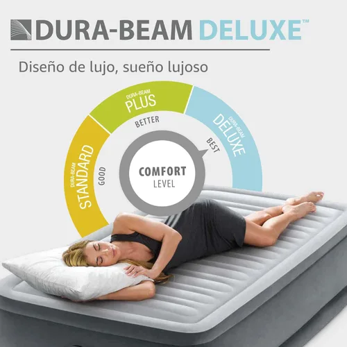 Miniatura 4 de Intex - Colchón de aire inflable de 18" tamaño king, comodidad premium elevada con bomba integrada, colchón de aire autoinflable portátil para cama