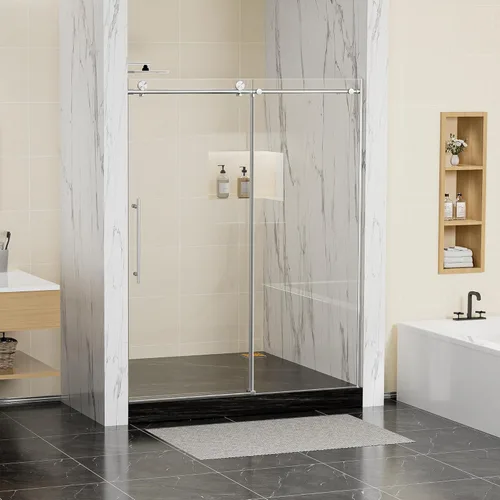 Miniatura 16 de Findepot 44-48" W x 75" H Frameless Sliding Shower Door, Shower Glass Door with 1/4" Thick Tempered Glass, Explosion-Proof Film, Easy to Clean