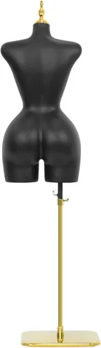 Miniatura 9 de Torso de maniquí BBL para mujer negra, 68 a 92 pulgadas de altura ajustable con base de soporte de metal, adecuado para exhibición de ropa y joyas