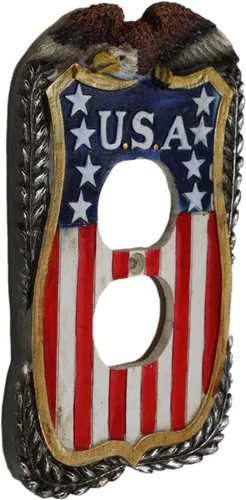 Miniatura 3 de Ebros Gift Juego de 2 placas de pared rústicas patrióticas occidentales con águila calva en la bandera de Estados Unidos vintage, bandera de Estados