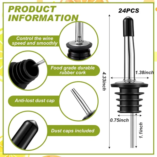 Miniatura 3 de Mifoci Barra de vidrio de 3 niveles, herramienta de barman para cocteles, Margarita, 12 piezas de acero inoxidable clásico vertedores de botellas