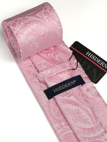 Miniatura 25 de HISDERN Corbatas para hombre, corbata de cachemira y bolsillo cuadrado tejido clásico floral para hombre, corbata de fiesta de boda
