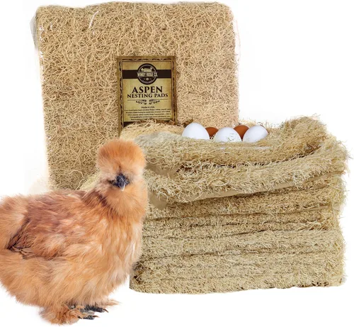 Almohadillas naturales para anidar pollo, paquete de 10 unidades, Aspen Excelsior Bedding - Revestimientos para cajas nido de gallina - Fabricado en