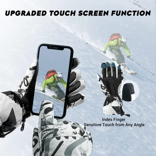 Miniatura 4 de ATERCEL Guantes de esquí para hombre y mujer, impermeables, 2022, guantes de nieve con pantalla táctil, guantes de snowboard para clima frío