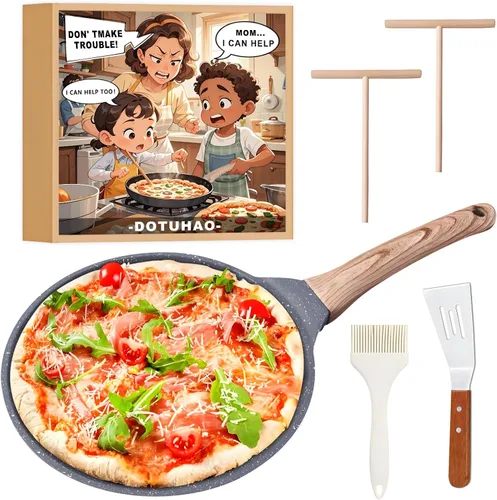 Juego de sartenes antiadherentes para crepé, juego de 5 piezas para parrilla de panqueques de cocina, sartén plana con revestimiento de granito de 8