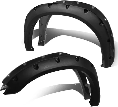 DNA MOTORING Guardabarros de rueda de diseño con remaches de bolsillo compatibles con 09-10 Dodge Ram 1500 11-18 Ram 1500 Fleetside Bed, negro,
