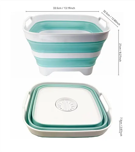 Miniatura 3 de SAMMART Sartén de plástico plegable de 10 L (2.6 galones) con tapón de drenaje, tina de lavado portátil, bañera plegable, almacenamiento de cocina