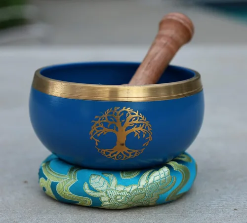 Juego de cojines tibetanos de mazo de cuenco cantante del árbol de la vida ~ para meditación, yoga, curación espiritual y atención plena ~ mediano