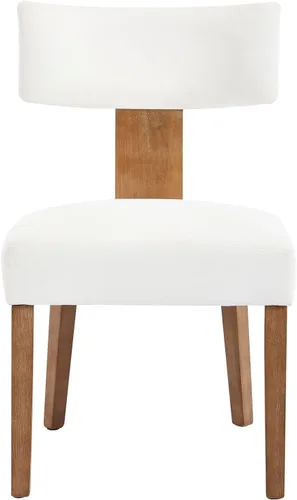 Miniatura 6 de Juego de 2 sillas de comedor modernas, sillas de cocina tapizadas con respaldo curvo, sillas de comedor de lino de granja, cómodas sillas de madera