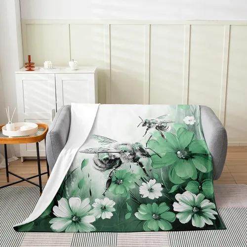 Miniatura 2 de Erosebridal Manta de abeja de 40 x 50 pulgadas, manta de sherpa cálida con estampado de animales 3D para sofá de cama, manta de microfibra suave