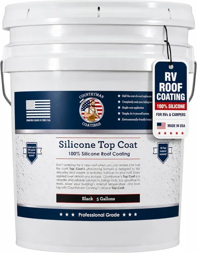 Countryman Coatings Revestimiento de techo 100% de silicona, restaura tu techo en un día, sella fugas, grietas, costuras, penetraciones, se adhiere