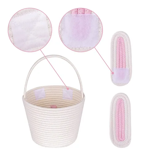 Miniatura 4 de CubesLand Cestas de Pascua para niños, juego de 2 cubos vacíos de conejo con asa, bolsas de cesta de caza de huevos de Pascua suaves y resistentes
