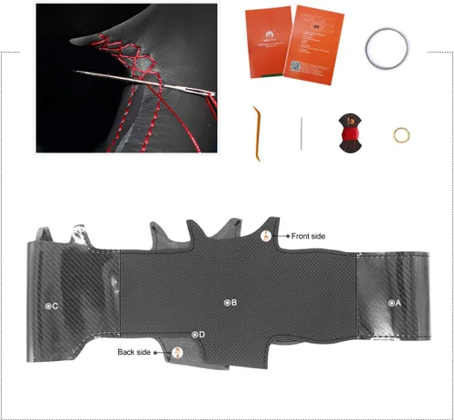 Miniatura 3 de MEWANT Funda para volante de automóvil para Lexus es 200t 250 300 350 F Sport/RC/CT 200h / NX PU de fibra de carbono y cuero de microfibra