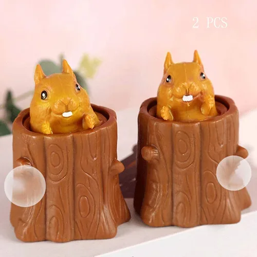 Miniatura 4 de Juego de 3 piezas de juguetes de ardilla para apretar, taza de ardilla malvada, juguetes sensoriales para ansiedad, juguete para apretar