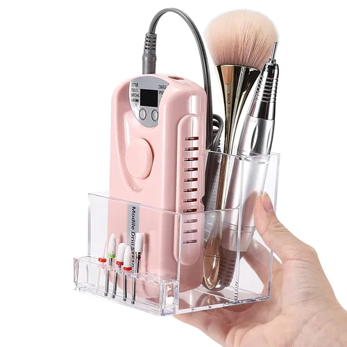 Miniatura 9 de Noverlife Caja de almacenamiento de brocas para mini taladro de uñas de 10 agujeros y brocas, organizador transparente de brocas de lima para uñas