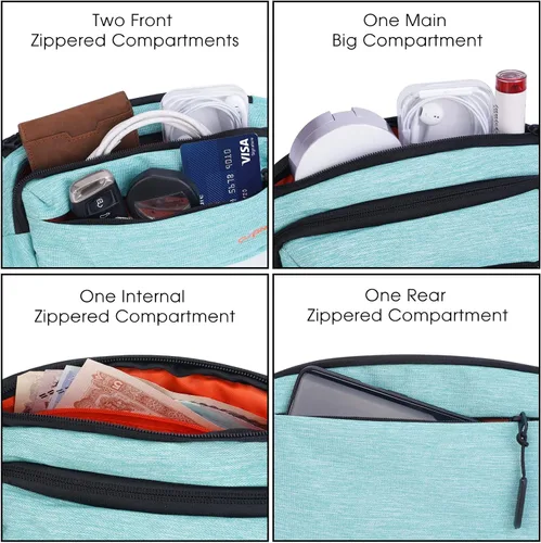 Miniatura 2 de Riñonera grande para hombre con 5 bolsillos con cremallera, paquete de bolsa de cintura para correr, deporte, entrenamiento, viajes, Casual