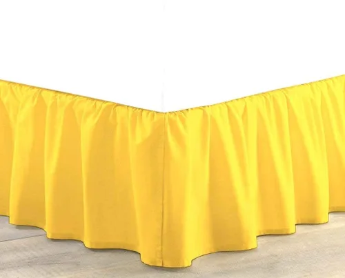 Miniatura 4 de 100% algodón 600 hilos 1 pieza falda de cama con volantes de polvo de 12 pulgadas con plataforma, estilo recogido (tamaño Queen, rosa)
