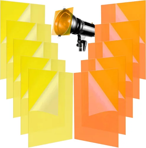 (10 piezas) Filtro de luz de gel, filtro de gel de iluminación de corrección de color transparente amarillo y naranja, hojas de plástico de 8.5 x 11