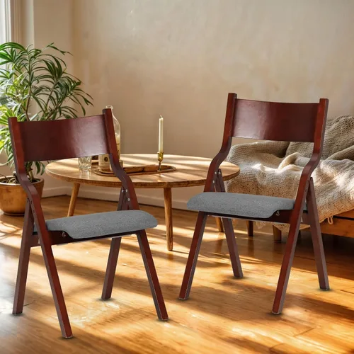 Miniatura 2 de OS MOTOR Juego de 2 sillas plegables con asiento acolchado, sillas de comedor portátiles con respaldo y cojín de diseño ergonómico, para comedor