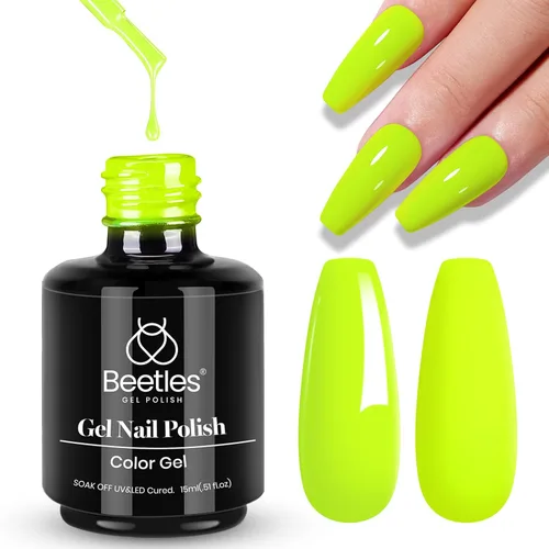 Miniatura 85 de Beetles - Esmalte de uñas de gel verde luminoso que brilla en la oscuridad, esmalte de uñas de gel que se absorbe con lámpara LED UV, arte de uñas