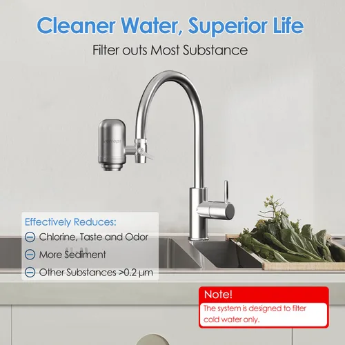 Miniatura 9 de Vortopt Filtro de agua para grifo para fregadero, flujo rápido, sistema de filtración de agua de montaje en grifo de 400 galones para agua