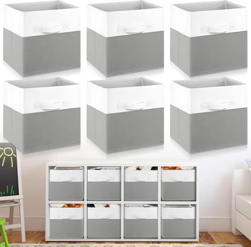 Miniatura 25 de Yinder 12 piezas Contenedor de almacenamiento cúbico, contenedores de almacenamiento de 11" para decoración de habitación, contenedores plegables