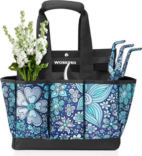 Miniatura 8 de WORKPRO Bolsa de Jardín, Bolsa de Transporte y Almacenamiento de Herramientas de Jardín con 8 Bolsillos, Organizador para el Hogar para Carrito