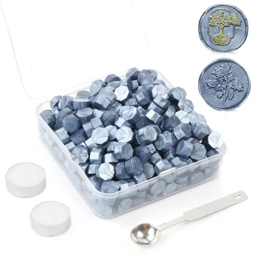 Miniatura 12 de Juego de 300 cuentas de cera de sellado dorado champán para sello de cera con velas y cuchara de fusión, perfecto para tarjetas de Navidad