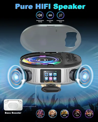 Miniatura 6 de Reproductor de CD portátil con altavoces estéreo duales, Boombox recargable de 4000mAh de escritorio Bluetooth 5.3 para el hogar y el automóvil