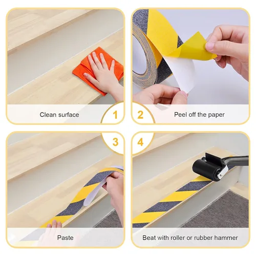 Miniatura 6 de Qingluan Cinta Antideslizante, Cinta de Seguridad Antideslizante Impermeable para Exteriores, Cinta de Agarre de Alta Adhesión para Escaleras, Paso