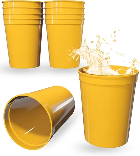 Miniatura 27 de PartyPrints Paquete de 100 vasos de plástico en blanco reutilizables de 10 a 12 onzas, vasos de estadio a granel, sin BPA, aptos para lavavajillas