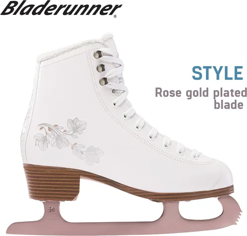 Miniatura 4 de Rollerblade Bladerunner Ice Diva - Patines artísticos para mujer, color blanco y oro rosa, patines de hielo
