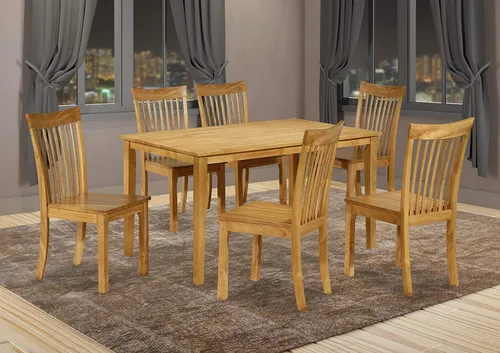 Miniatura 6 de Kings Brand Furniture - Mesa rectangular Kurmer de madera maciza para comedor, roble natural