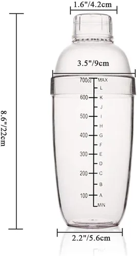 Miniatura 2 de Mezclador de bebidas de plástico de 700 cc / 24 onzas con marcas de té de leche transparente, mezclador de vino, herramienta de mezcla (24 onzas x 2)
