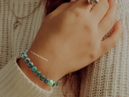 Miniatura 651 de Amazing Gemstone Pulsera de cristal para mujeres y hombres, pulsera de cristal curativo de protección, pulsera elástica con cuentas de piedras