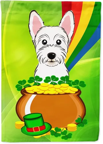 Miniatura 101 de Caroline's Treasures BB1963GF Bandera de Bulldog Inglés para el Día de San Patricio para el jardín, bandera decorativa para patio exterior, patio