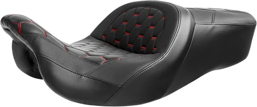 Miniatura 30 de C.C. RIDER Asiento de conductor, piloto y pasajero de una pieza con diamante, asiento de 2 plazas para Harley Touring Road King FLHR, Street Glide