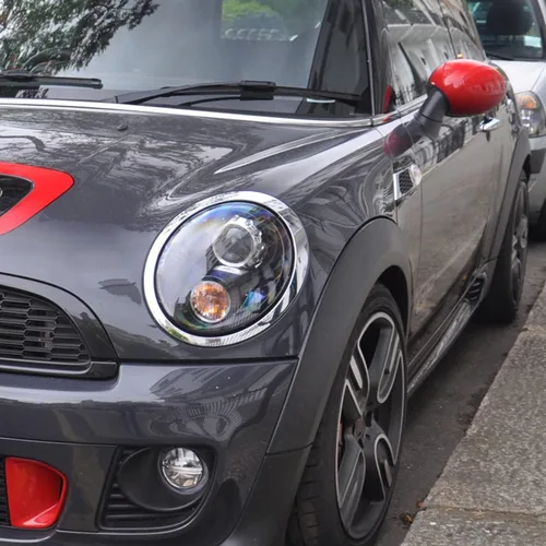 Miniatura 7 de Cromo conductor lado izquierdo faro Trim anillo biselCompatible con Mini Cooper 2007-2014 R56 R56 R57 R58 R59