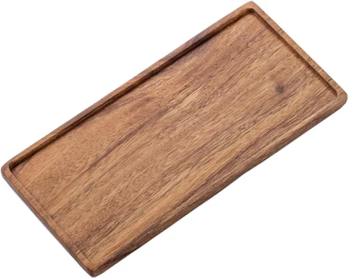 Miniatura 9 de Vandroop Bandeja de madera para servir, pequeñas bandejas decorativas para fiestas, aperitivos, té/café y queso, juego de 2 tablas de madera hechas