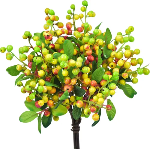Miniatura 13 de FiveSeasonStuff 10 ramitas de bayas de acebo artificiales verde manzana