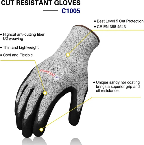 Miniatura 2 de Guantes resistentes a los cortes con extremadamente ligeros y finos guantes de metal de alambre de nivel 5 para trabajo refinado, 12 pares