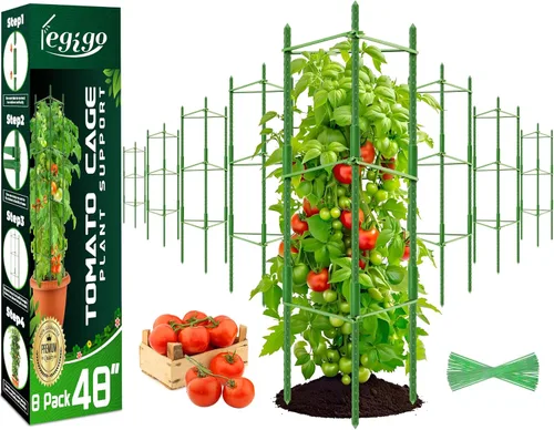Miniatura 11 de Legigo Paquete de 4 jaulas de tomate de 4 pies para soporte de plantas de jardín, estacas de jardín de hasta 48 pulgadas, jaula de tomate
