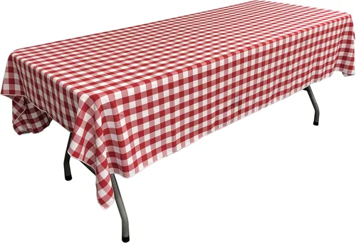 Miniatura 18 de LA Linen Mantel rectangular de poliéster Gingham a cuadros 60 por 84 pulgadas, blanco y verde oscuro
